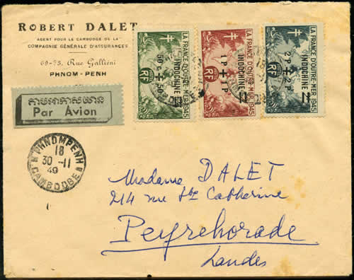 Timbres de la FOM sur lettre