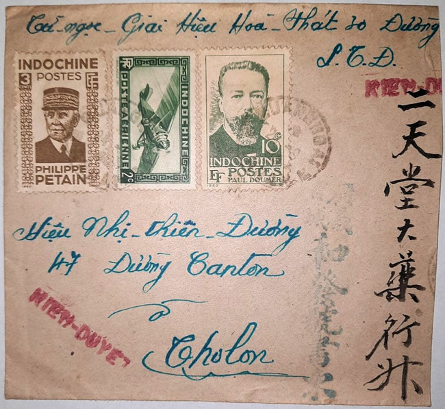 Lettre censurée de Quangngai 1945