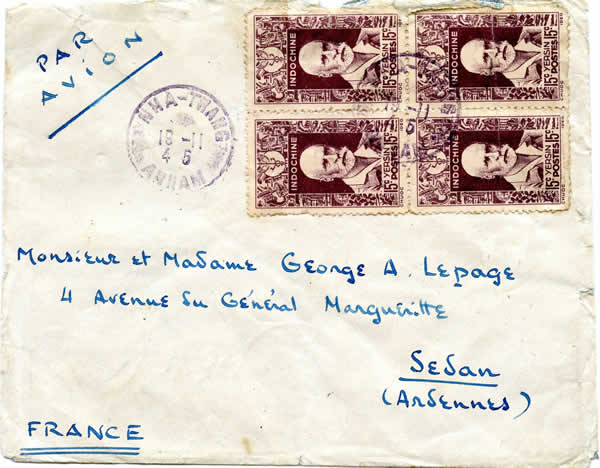 Lettre par avion au tarif