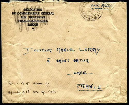 Lettre de Saigon transportée par avion militaire britannique