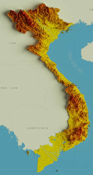Carte physique du Vietnam