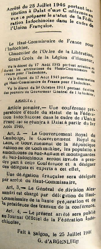 Création de la Conférence de Dalat