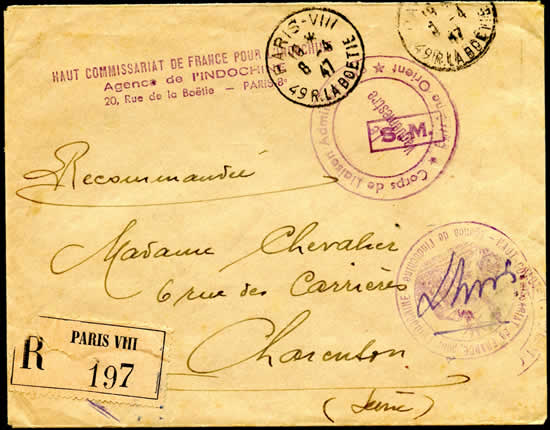 Lettre de l'Agence de l'Indochine
