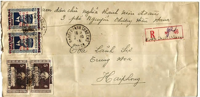 Lettre recommandée avec 40 cts pétain