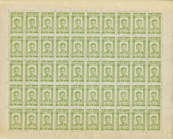 Feuille entière timbre Ho Chi Minh 1946 1 hao