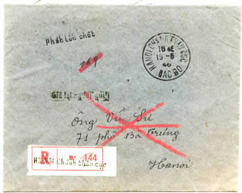 Lettre recommandée avec le 15 cts vert