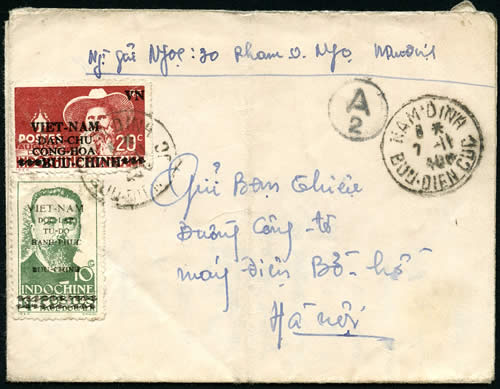 pavie et Doumer Surchargés sur lettre