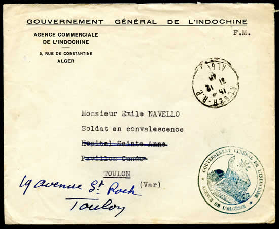 Lettre de l'Agence Commerciale de l'Indochine à Alger