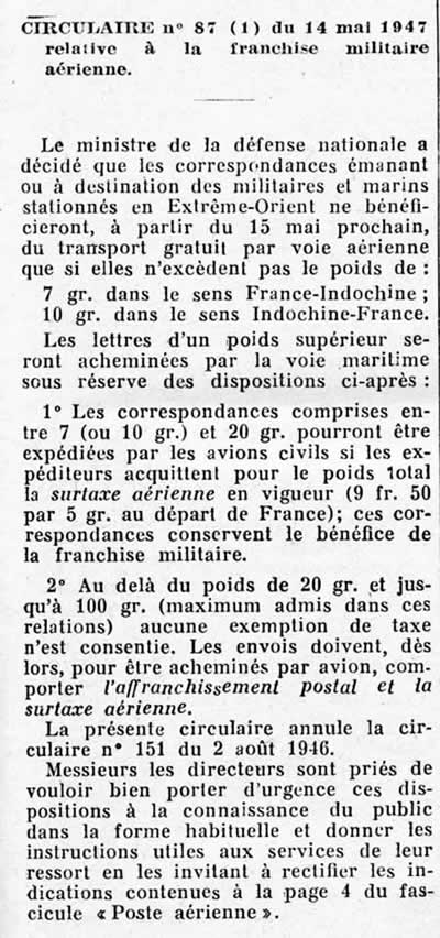 Franchise par voie aérienne