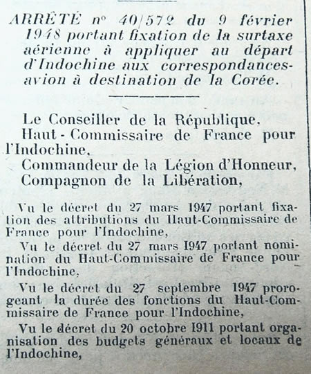 Surtaxe aérienne pour la Corée