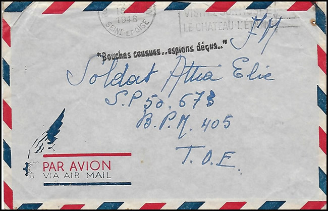 Griffe de propagande Bouches cousues espions déçus Indochine 1948