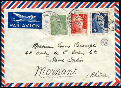 Lettre par avion 15F + 30F