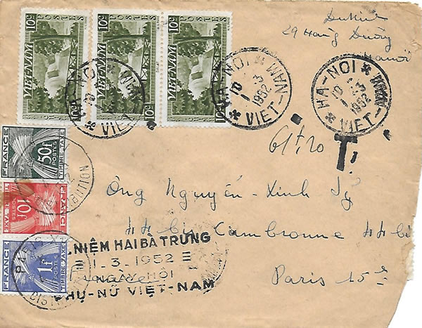 Griffe des soeurs Trung 1952 en vietnamien