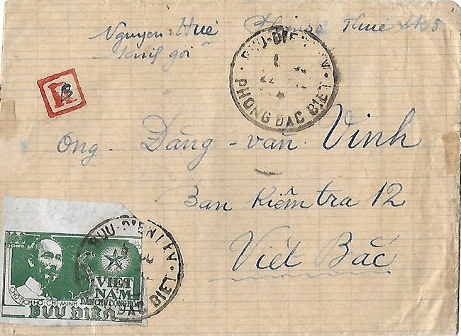 Lettre de la LKV affranchie à 300 dongs en timbres du Tonkin