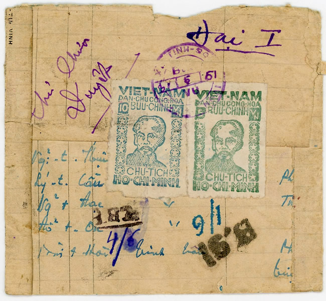 verso d'une lettrerecommandée  de la LKV affranchie à 15