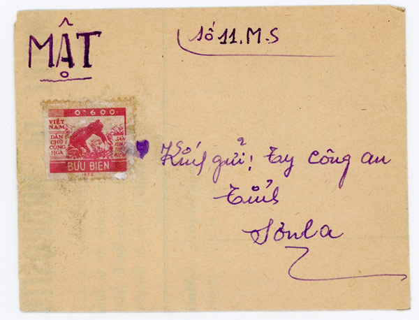 Lettre de service  affranchie à 0,600 kilo de riz avec mention MAT (secret)