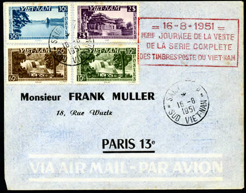 Griffe PJ utilisée en rouge à Saigon