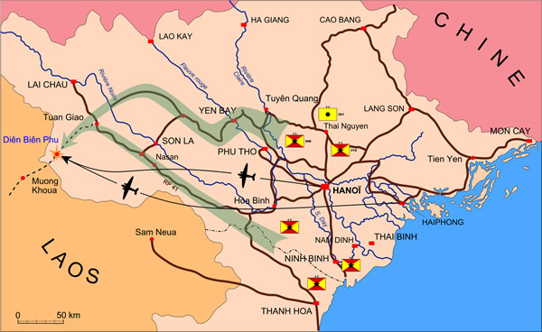Carte des dispositifs de la Bataille de Dien Bien Phu