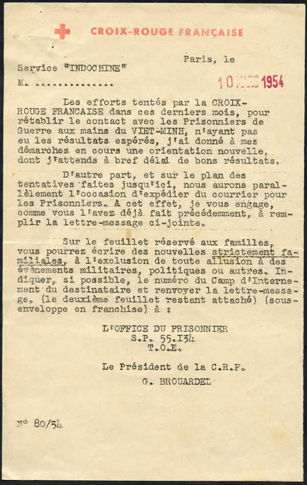 Circulaire Croix-rouge mars 54