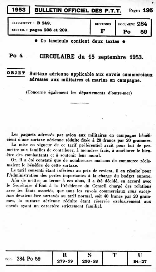 Tarif paquets commerciaux