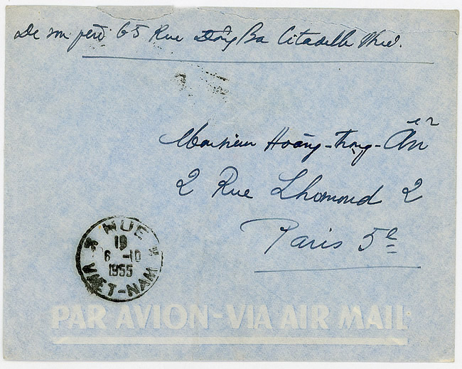 Lettre de Hué avec propagande pour Ngo Dinh Diem 1955