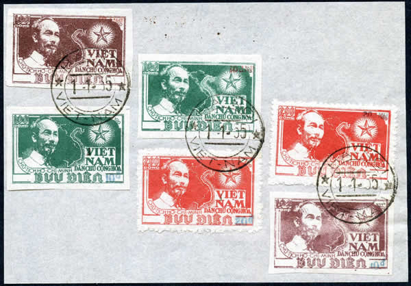 Timbres surchargés oblitérés du 01/01/55