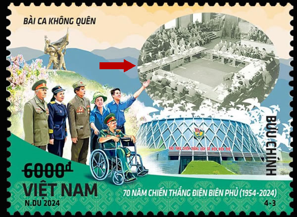 Timbre montrant la conférence de Genève 1954