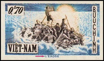Timbre du Vietnam non-émis avec légende EXODE