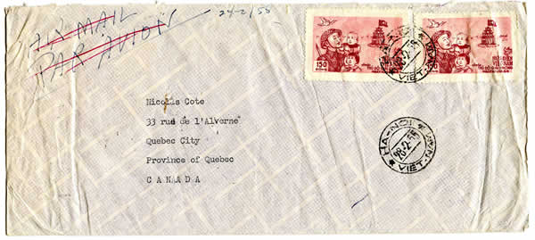 1er courrier vers l'étranger