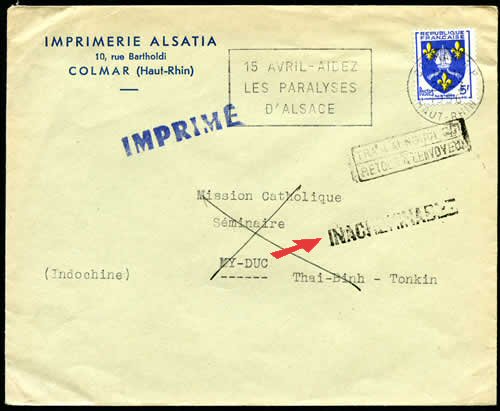 Courrier inacheminable pour le Tonkin