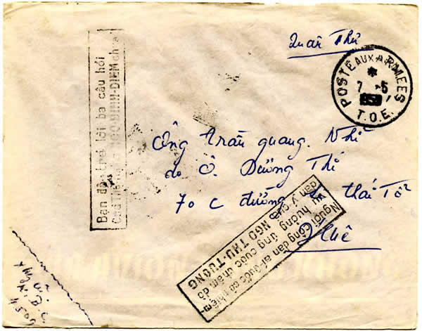 Lettre en franchise avec griffes de propagande