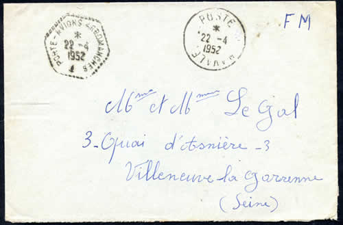 Lettre oblitérée sur l'Arromanches