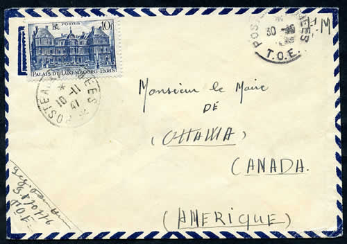 Affranchissement gratuit canada 1947