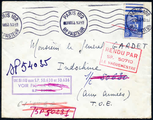 Recto d'une lettre avec au verso BPM 405/arrivée