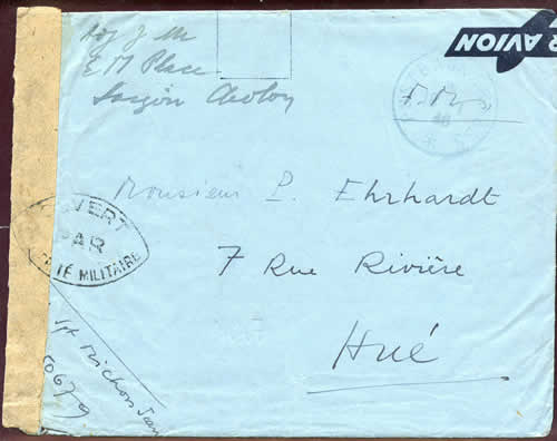Lettre en franchise de Hanoi à Hué