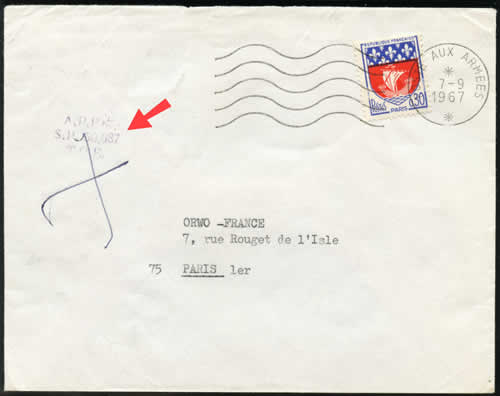 Oblitération lignes ondulée utilisée au Laos