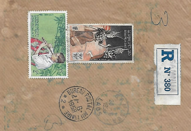 Cachet poste aux armées du Laos 1958