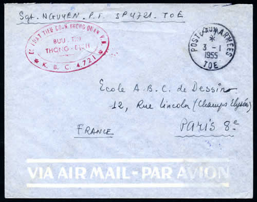 cachet de vaguemestre KBC et Poste aux Arméees française