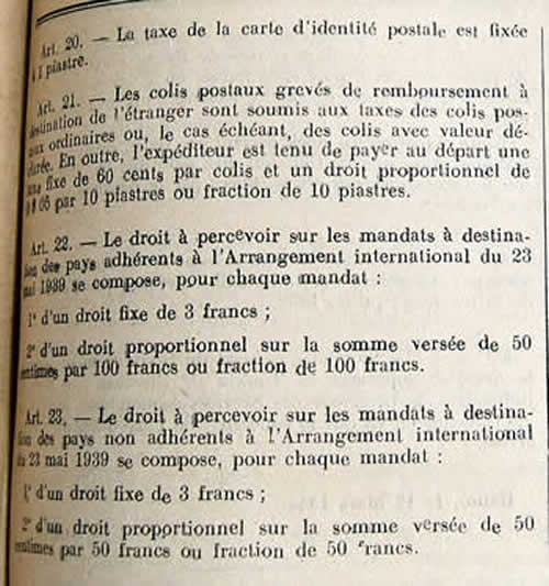 Tarif internationa avril 1942