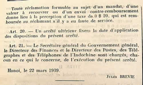 Tarif juin 1939 extrait 23A