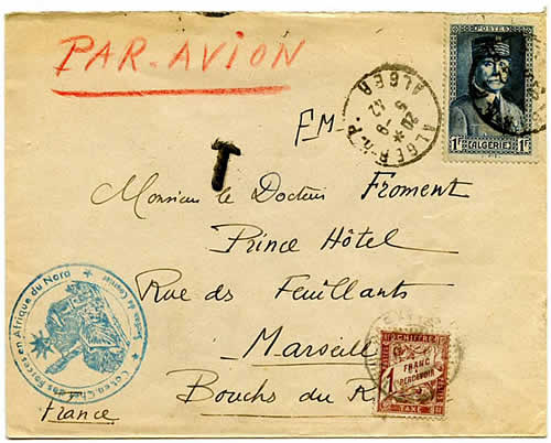 Lettre de l'etat-major taxée