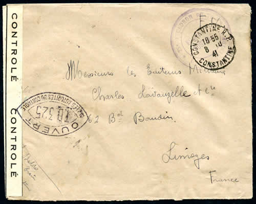 Censure TD 325 Constantine octobre 1941