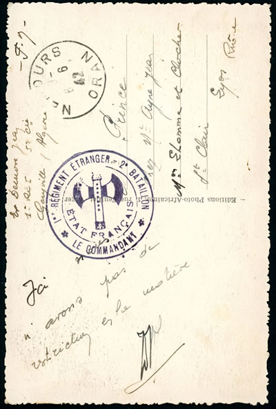 Franhise à francisque 1er régiment étranger Oran