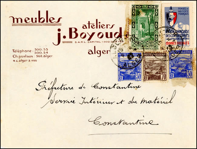 Lettre avec vignette de la Légion française des Combattants