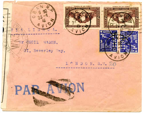 Lettre Oran vers Londres