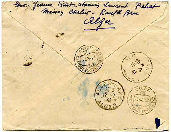 Lettre pour  Moscou verso