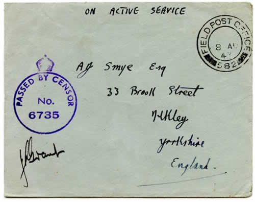 Lettre britannique censure armée