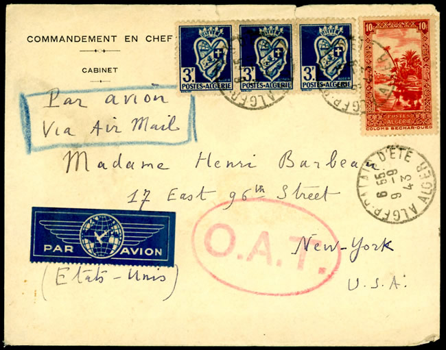 Lettre du Commandement en chef pour New-York