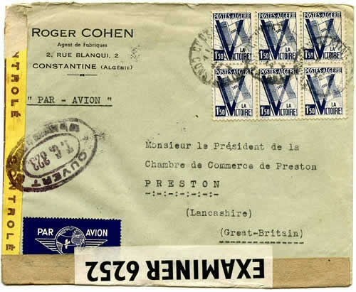 Lettre pour la Grande Bretagne censurée TC 323