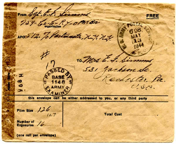 Enveloppe spéciale pour pellicule